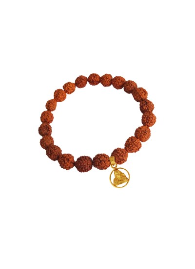 Lord Saibaba Charm Rudraksha Bracelet For Men